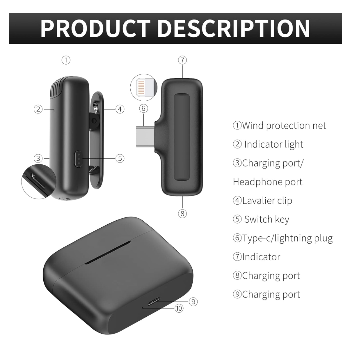 Miniatura 4 de Microfono de Solapa Recargable Dual
